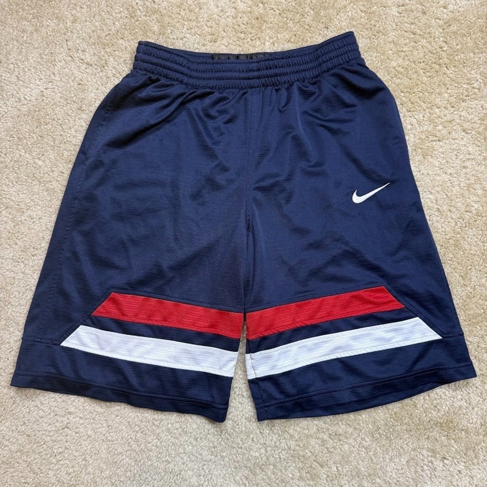 Vintage Y2K Nike Basketball Dri-Fit Shorts Men's M Navy Red White Striped 2000s